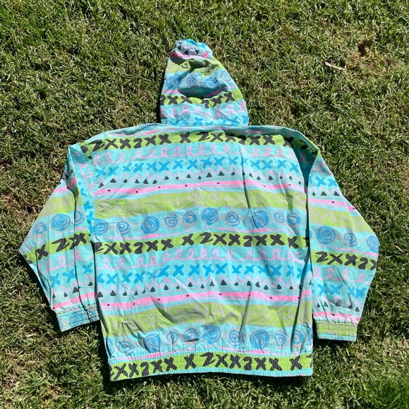 80s 90s Pacific Coast Highway PCH Pullover AOP Hooded Quarter Zip Pouch Medium - Picture 2 of 9